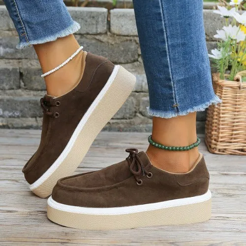 Women's lace-up sneakers with a thick sole