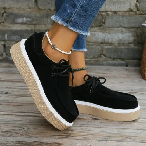Women's lace-up sneakers with a thick sole
