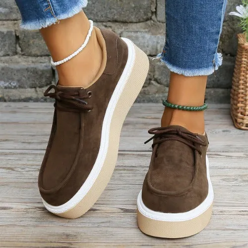 Women's lace-up sneakers with a thick sole