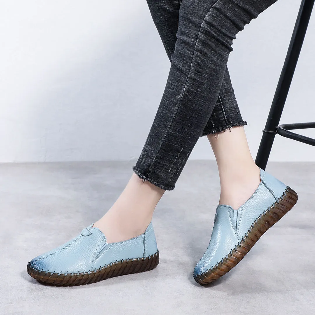 Women's Leather Spring and Autumn Soft Sole Comfortable Flat Shoes