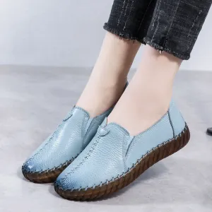 Women's Leather Spring and Autumn Soft Sole Comfortable Flat Shoes