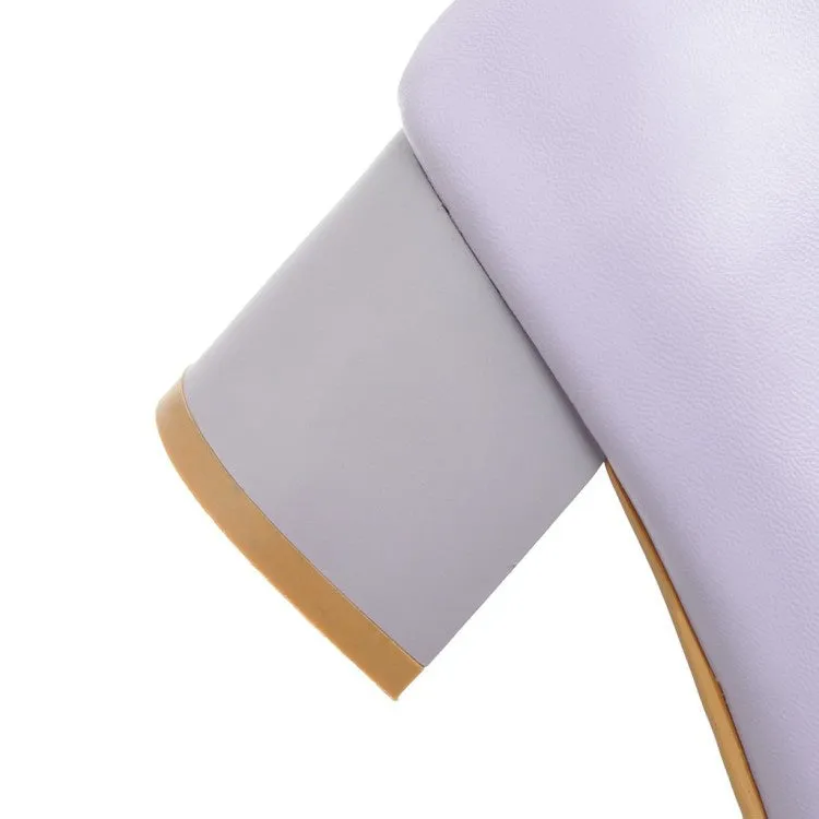 Women's Pearl Ankle Strap Pumps Chunky Heeled Shoes