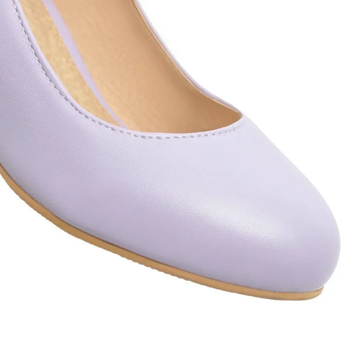 Women's Pearl Ankle Strap Pumps Chunky Heeled Shoes