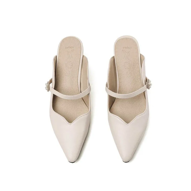 Women's Pearl Rhinestone High Heel Chunky Sandals