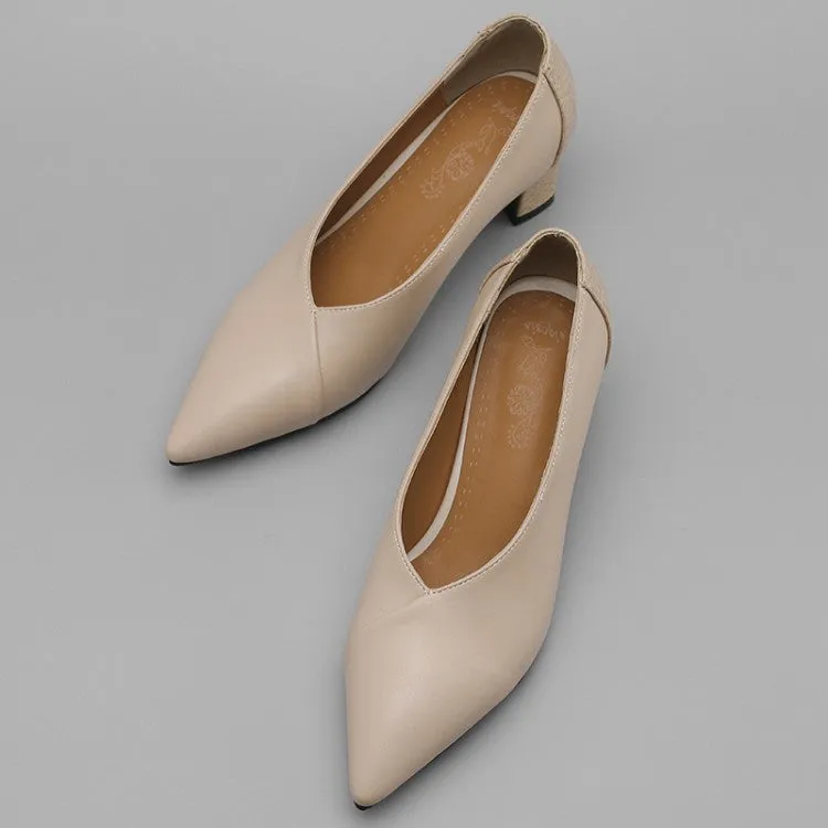 Women's Pointed Toe High Heel Chunky Pumps