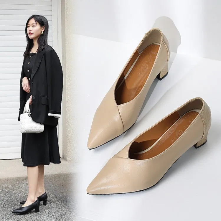 Women's Pointed Toe High Heel Chunky Pumps