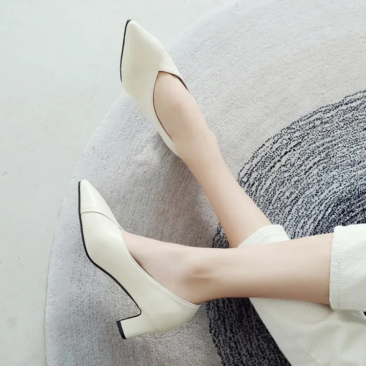 Women's Pointed Toe High Heel Chunky Pumps