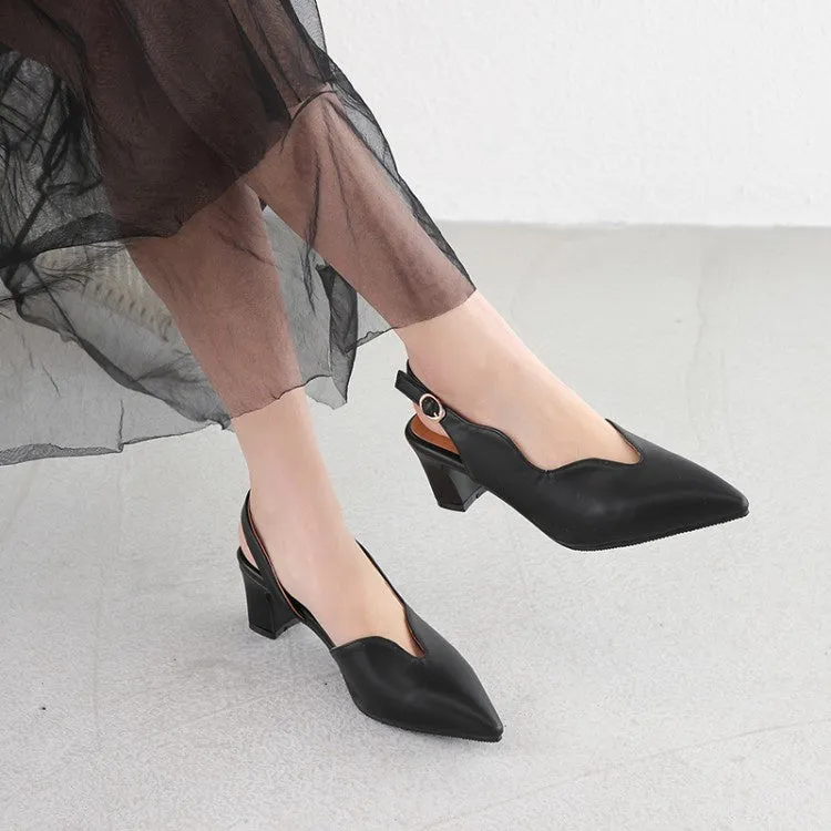 Women's Pointed Toe Slingbacks High Heel Chunky Sandals