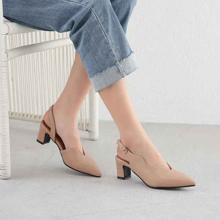 Women's Pointed Toe Slingbacks High Heel Chunky Sandals