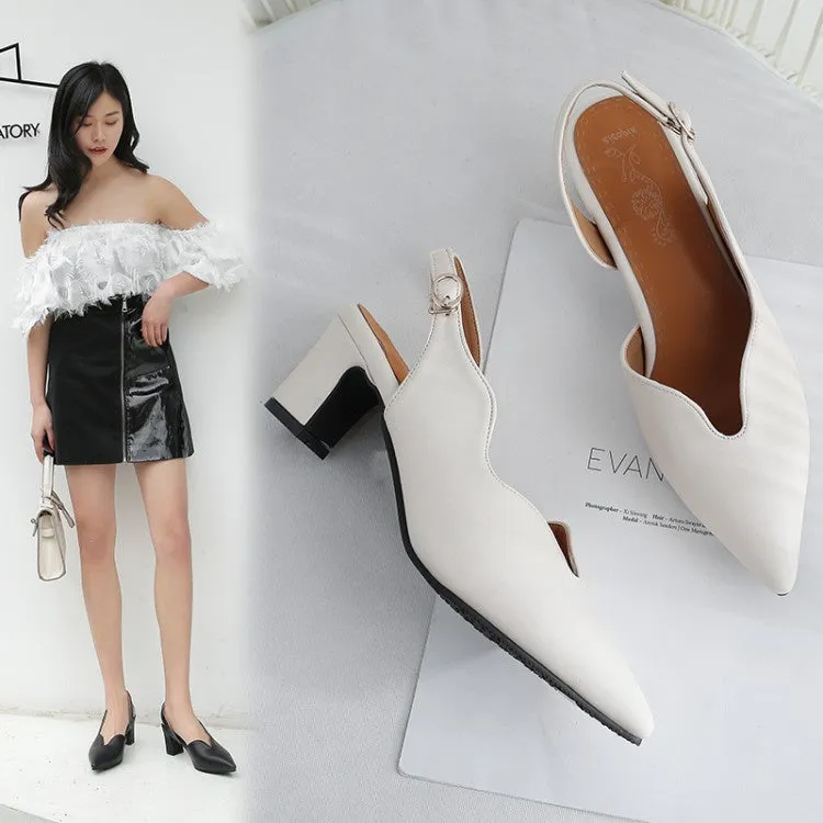 Women's Pointed Toe Slingbacks High Heel Chunky Sandals