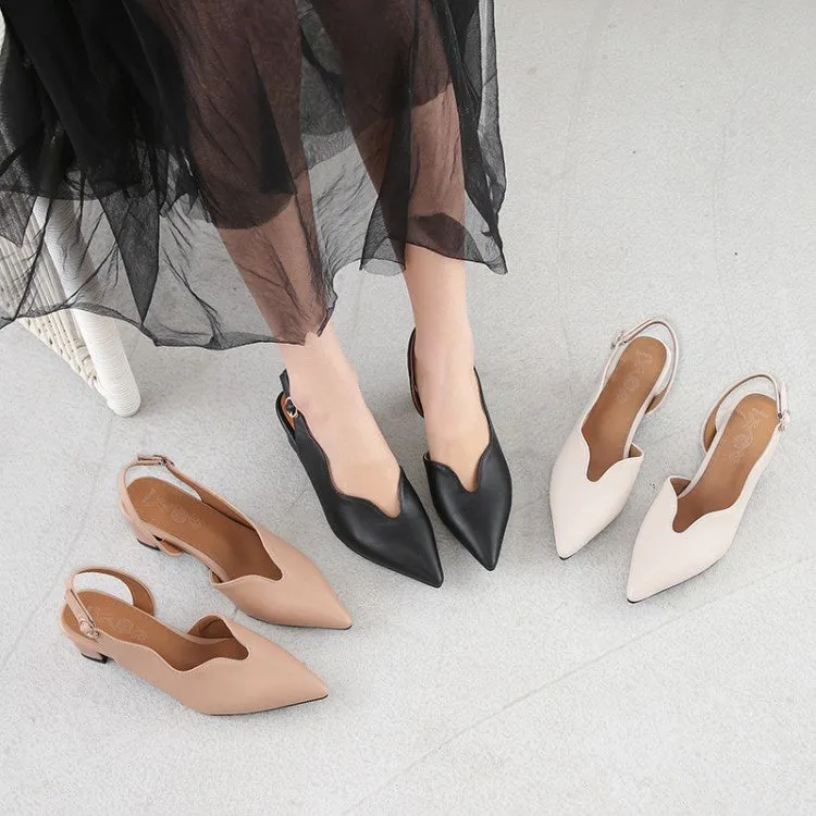 Women's Pointed Toe Slingbacks High Heel Chunky Sandals