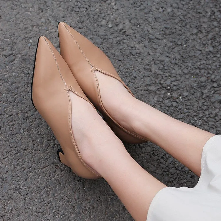 Women's Pu Leather High Heel Chunky Pumps