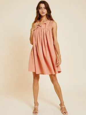 WOMEN'S SLEEVELESS LACE UP FRONT TUNIC MINI DRESS