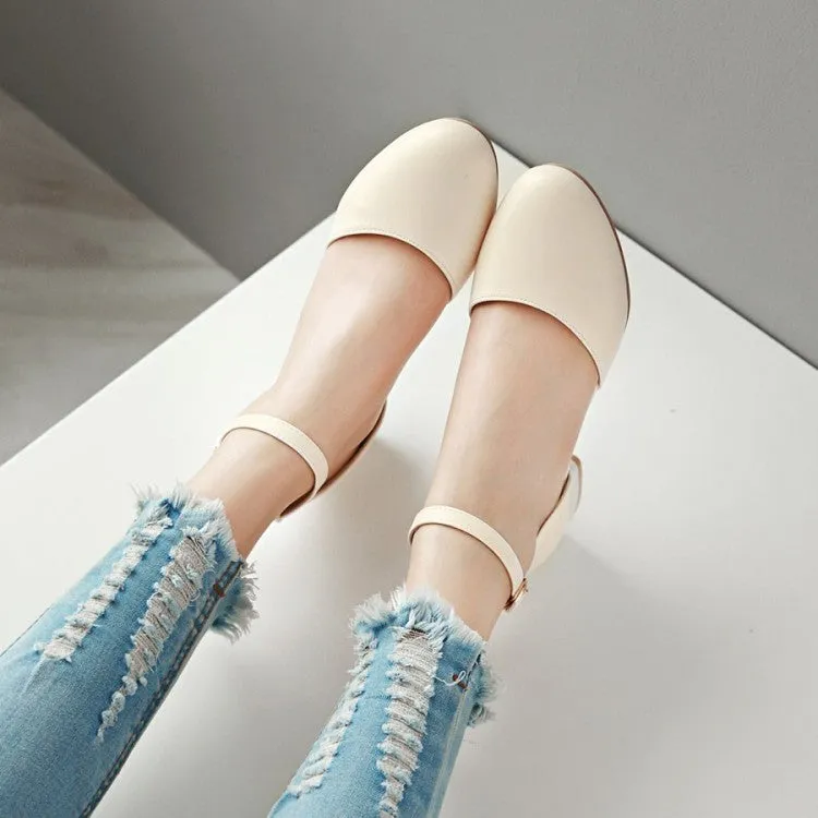 Women's Solid Color Round Toe Block Heel Low Heels Sandals