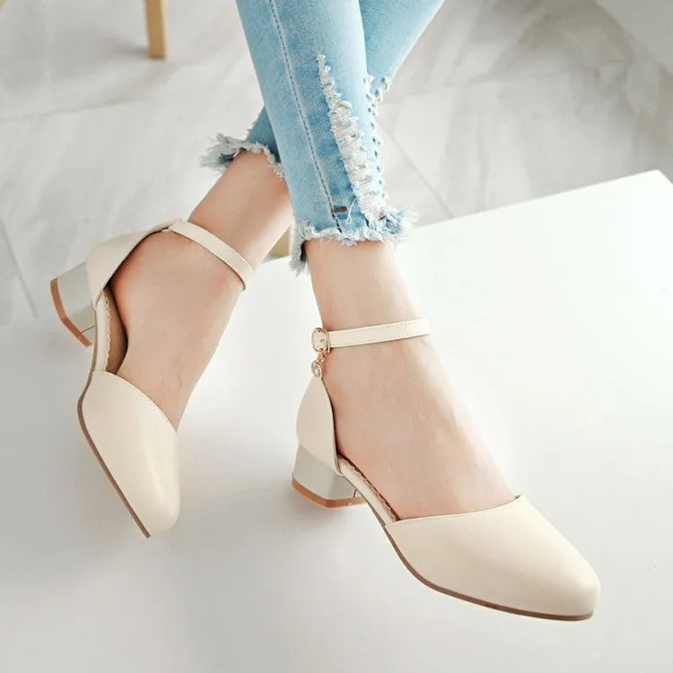 Women's Solid Color Round Toe Block Heel Low Heels Sandals