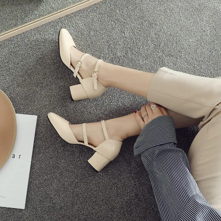 Women's Square Toe Hollow Out Block Heel Sandals