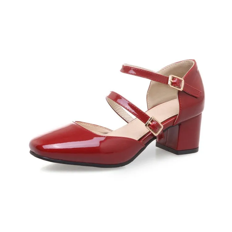 Women's Square Toe Hollow Out Block Heel Sandals