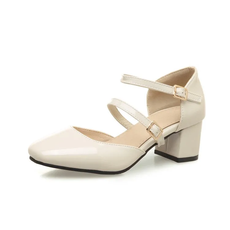 Women's Square Toe Hollow Out Block Heel Sandals