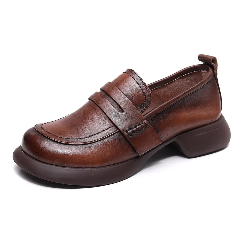 Women's Vintage Loafers Handmade Leather Soft Sole Shoes