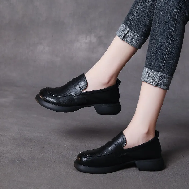 Women's Vintage Loafers Handmade Leather Soft Sole Shoes