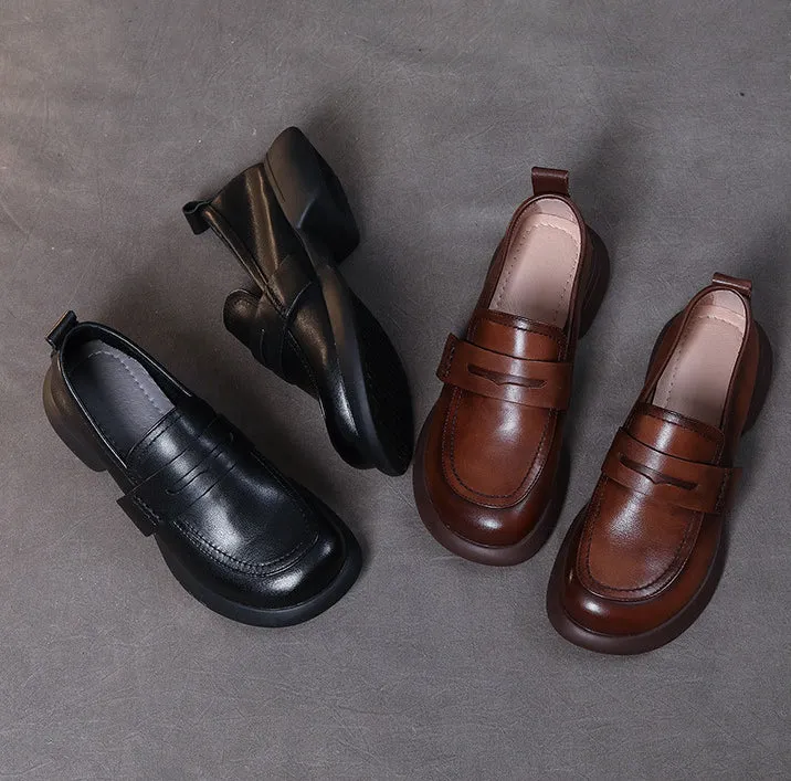 Women's Vintage Loafers Handmade Leather Soft Sole Shoes