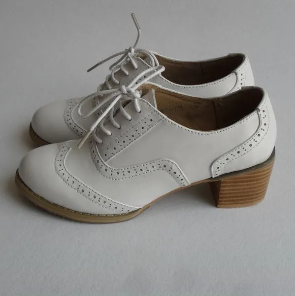 Women's White Oxford Brogues