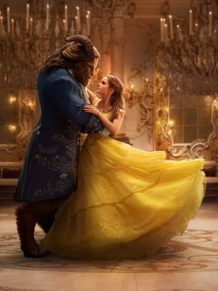 Yellow Emma Watson Tiered Embroidery Prom Celebrity Formal Dress Beauty and the Beast Belle Ball Gown
