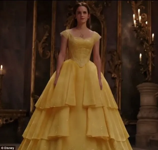 Yellow Emma Watson Tiered Embroidery Prom Celebrity Formal Dress Beauty and the Beast Belle Ball Gown