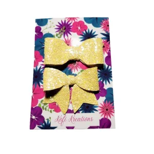 Yellow Glitter Pebble Hair Bows
