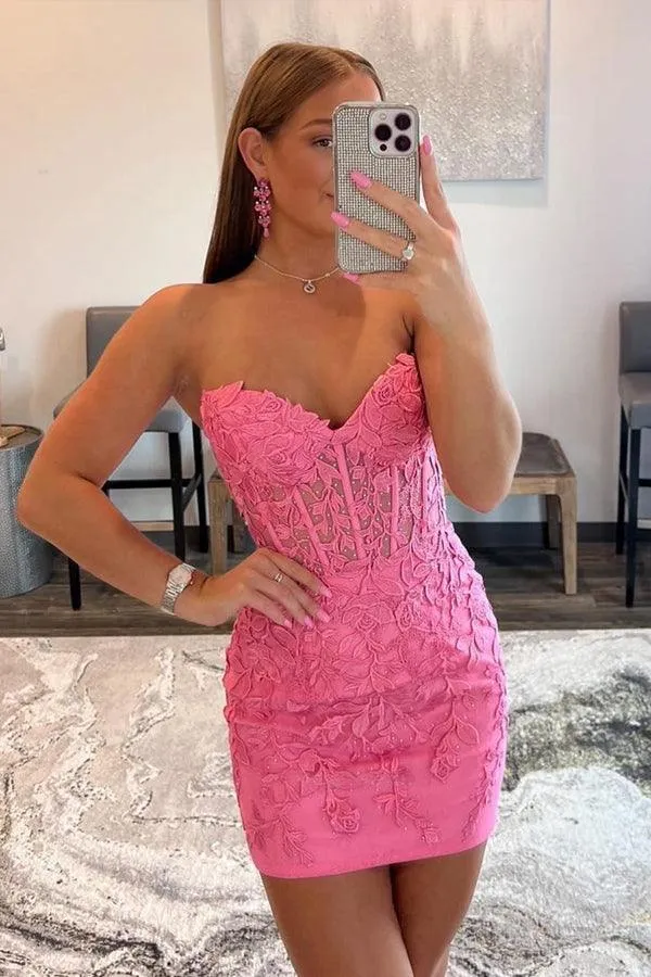Yellow Sweetheart Tulle Lace Short Prom Dress Homecoming dress HD0139