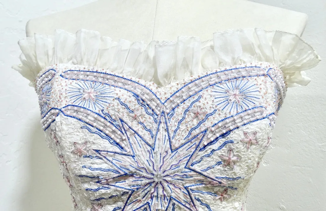 Zandra Rhodes Vintage 80s Signed Embellished Gown Custom Made