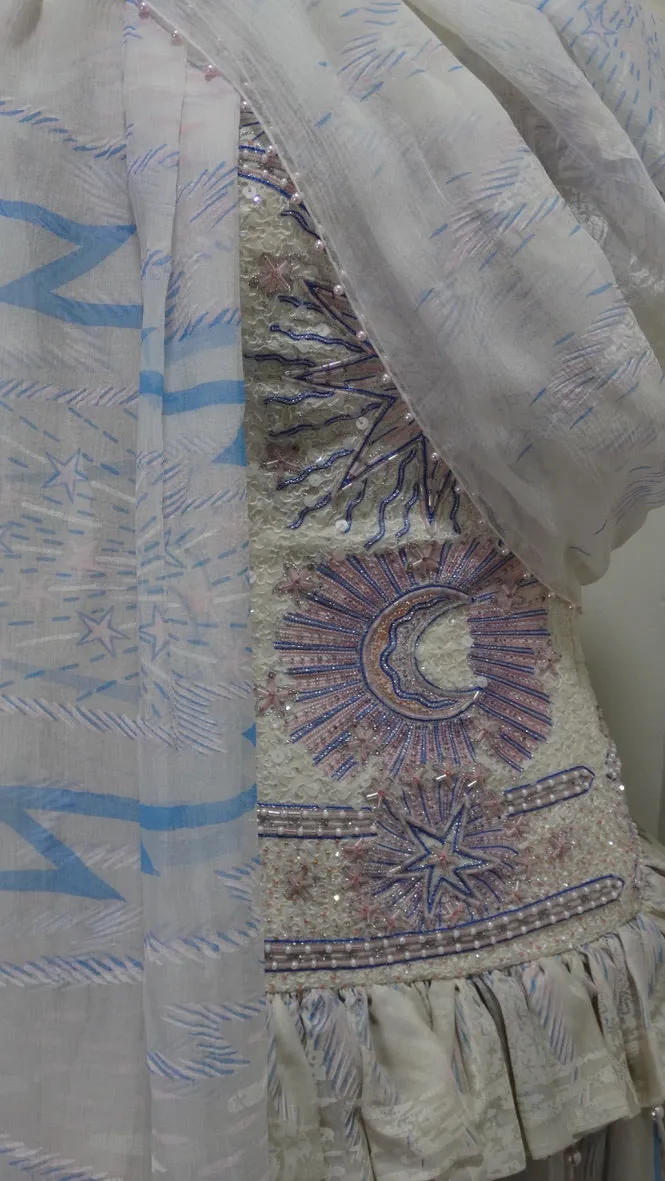 Zandra Rhodes Vintage 80s Signed Embellished Gown Custom Made