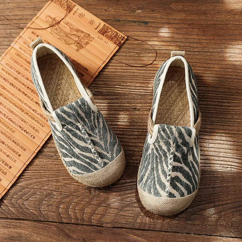 Zebra Embossed Round Toe Espadrilles Loafers - Cactus Rose