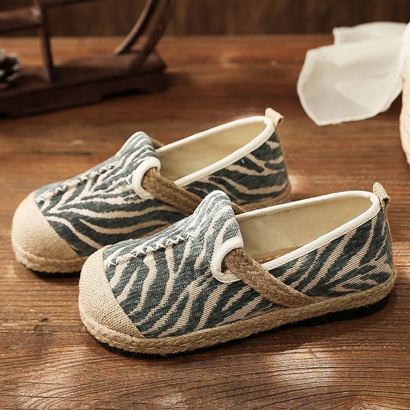 Zebra Embossed Round Toe Espadrilles Loafers - Cactus Rose