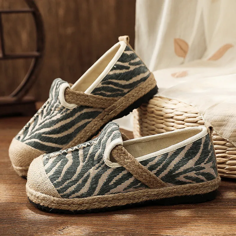 Zebra Embossed Round Toe Espadrilles Loafers - Cactus Rose