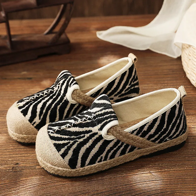 Zebra Embossed Round Toe Espadrilles Loafers - Cactus Rose