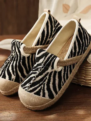 Zebra Embossed Round Toe Espadrilles Loafers - Cactus Rose