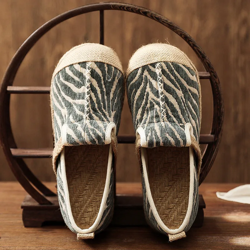 Zebra Embossed Round Toe Espadrilles Loafers - Cactus Rose
